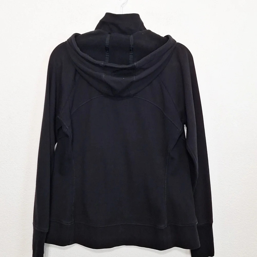 Athleta Black Long Sleeve Pockets Gorpcore Goth Athleisure Full Zip Hoodie Sz L - Picture 2 of 6